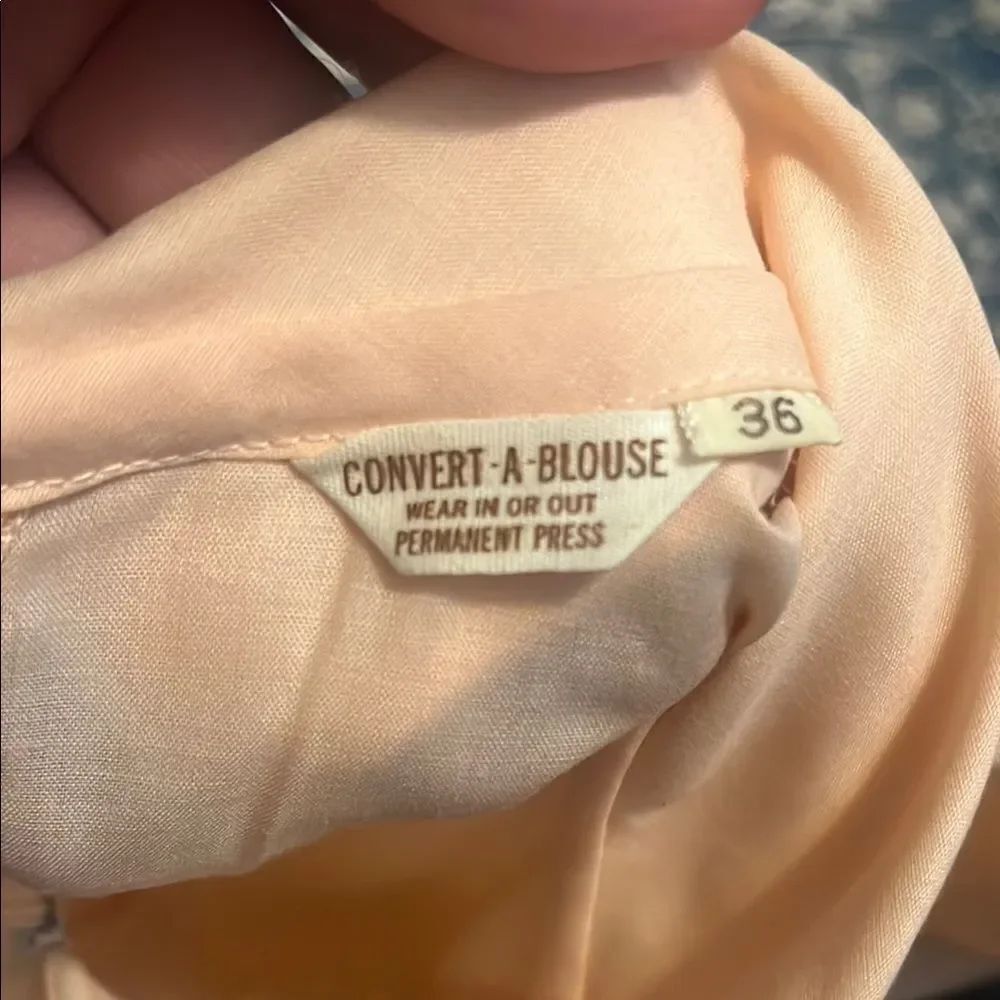 Vintage Peach Ruffle Sheer Zipper On Back Blouse - Picture 6 of 9
